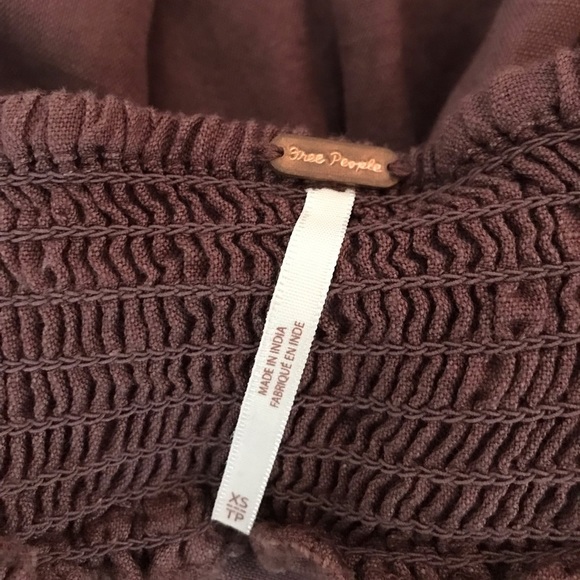 Free People | Erin Skater Linen Mini Dress Womens XS Brown Ruffle Open Back - Picture 10 of 10